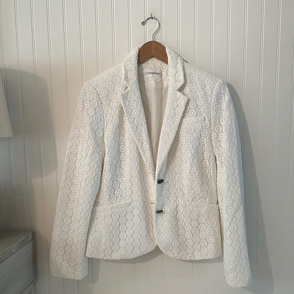 Calvin Klein Cream Blazer and Skirt Set sz Large - Picture 13 of 17